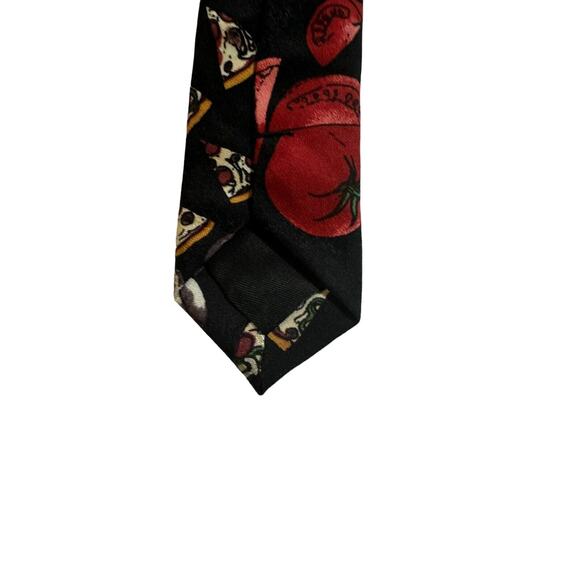 Nicole Miller Pizza Toppings Mushrooms Olives Bell Peppers Tomatoes Necktie Silk - Picture 7 of 7